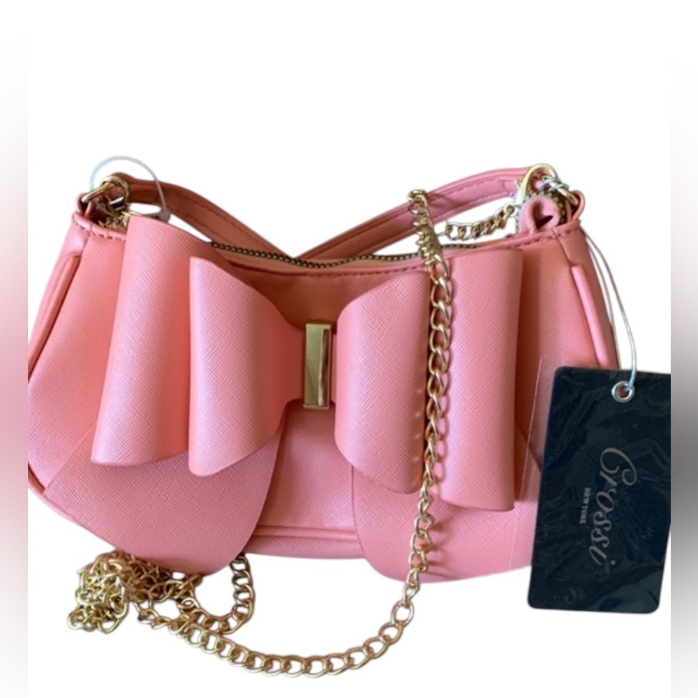 Crossi Candy Pink Bow Accent Women's Bag NWT